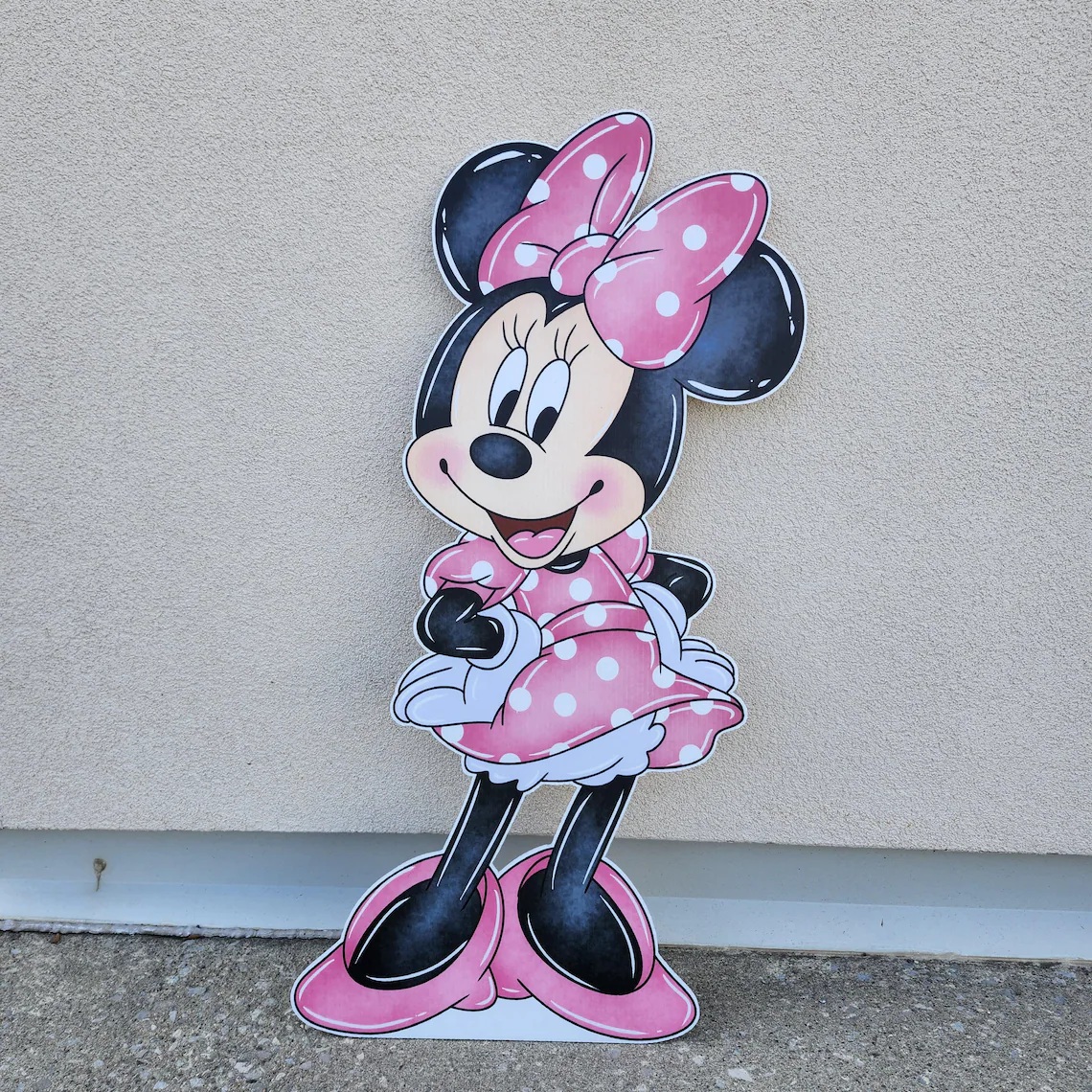 Yard Sign Decor Prop 4 Foot Cutout Minnie Mouse Pink Dress Watercolor Life Size Birthday Party Home