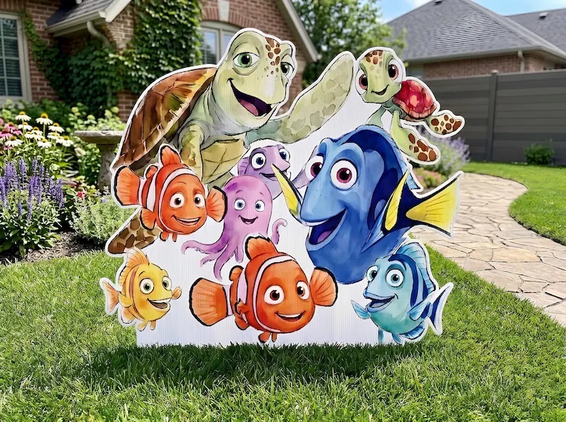 Yard Sign Decor Prop 4 Foot Cutout Nemo and Friends Life Size Birthday Party Home