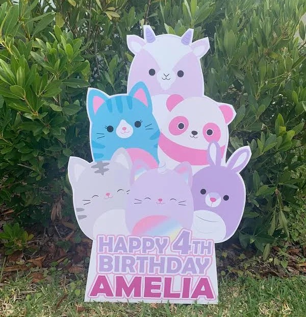 Yard Sign Decor Prop 4 Foot Cutout Squishmallows Personalized Life Size Birthday Party Home