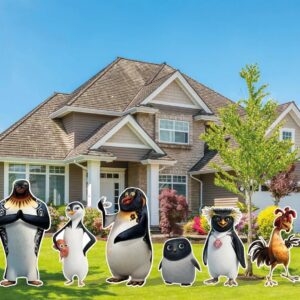 Yard Sign Decor Prop Cutout Surf's Up Penguins Life Size Birthday Party Home